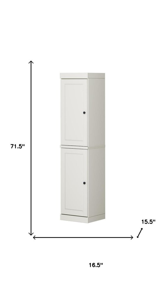 72" Off White Solid Wood Two Door Pantry Or Storage Closet