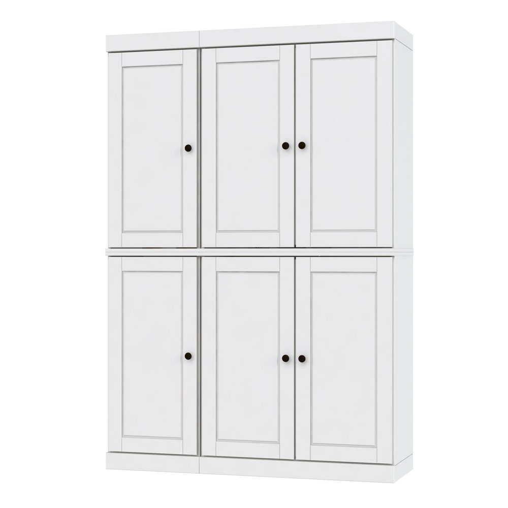 72" White Solid Wood 8 Pantry Or Storage Closet