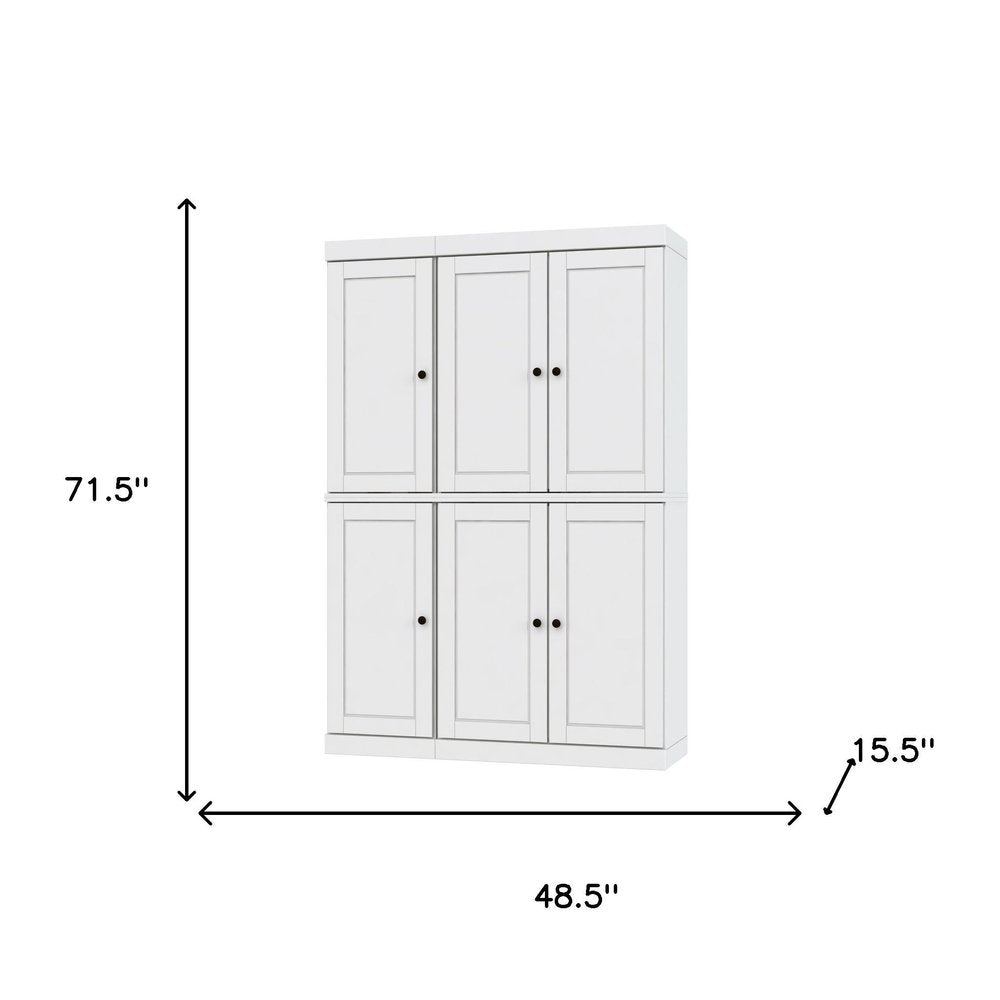 72" White Solid Wood 8 Pantry Or Storage Closet