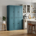 72" Teal Blue Solid Wood 8 Pantry Or Storage Closet