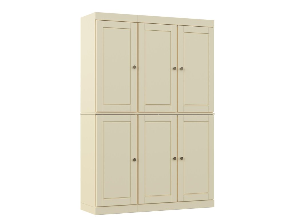 72" Yellow Solid Wood 8 Pantry Or Storage Closet on a white background