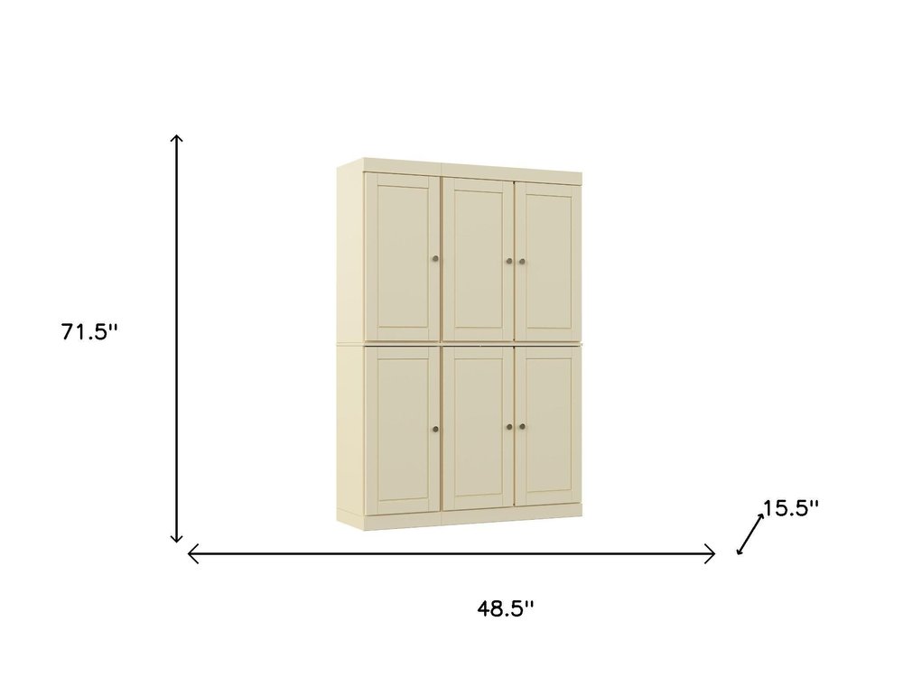 72" Yellow Solid Wood 8 Pantry Or Storage Closet