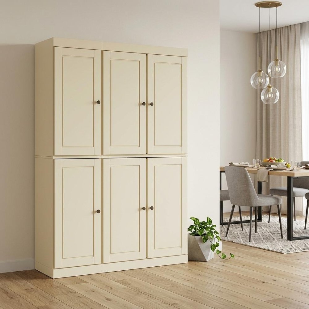 72" Yellow Solid Wood 8 Pantry Or Storage Closet
