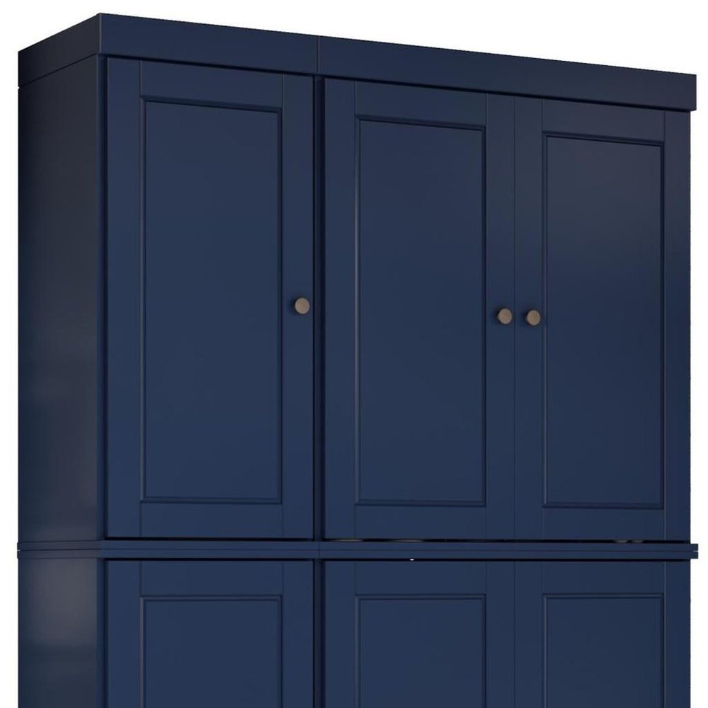72" Navy Blue Solid Wood 8 Pantry Or Storage Closet