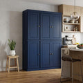 72" Navy Blue Solid Wood 8 Pantry Or Storage Closet