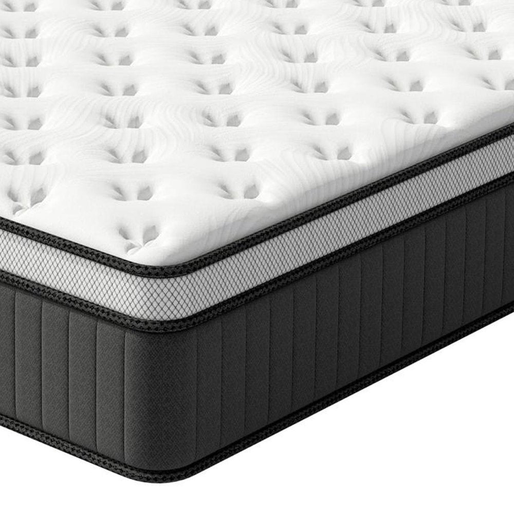 14" Twin Memory Foam Medium Euro Top Hybrid Mattress. Foam, spring and hybrid mattresse isolated on a plain white background, showing its white color.