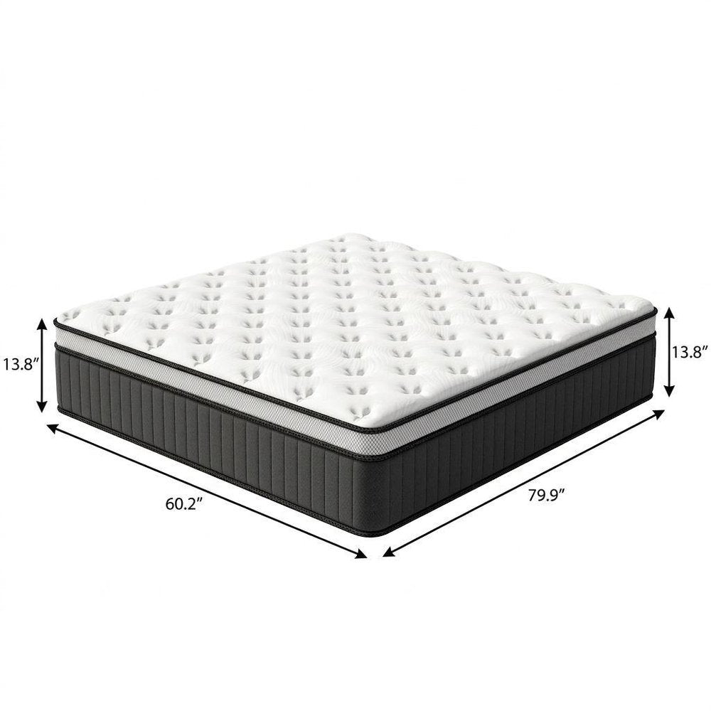 14" Twin Memory Foam Medium Euro Top Hybrid Mattress. Foam, spring and hybrid mattresse isolated on a plain white background, finished in white.