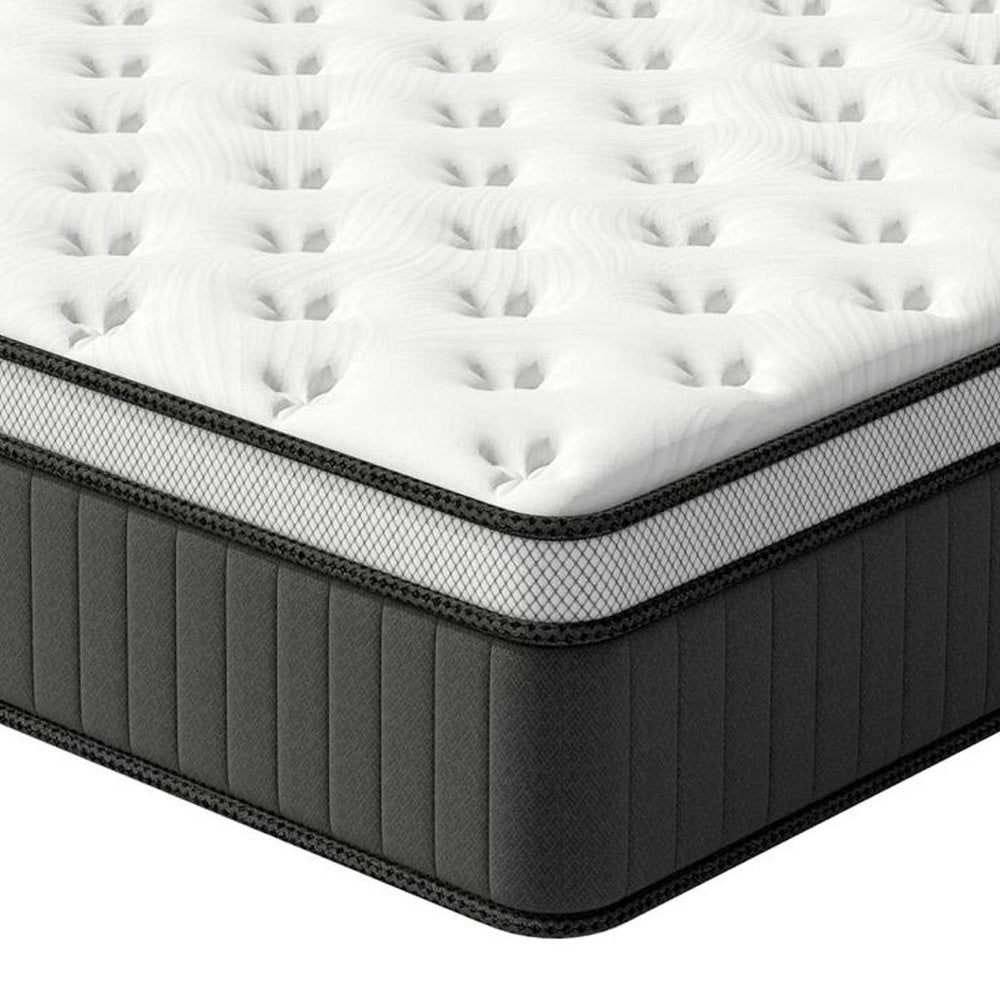 14" Twin Memory Foam Medium Euro Top Hybrid Mattress. Foam, spring and hybrid mattresse isolated on a plain white background, finished in white.