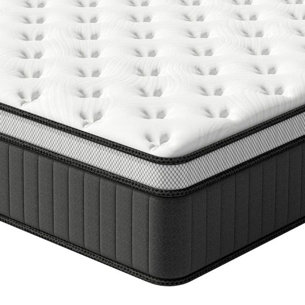 14" Twin Memory Foam Medium Euro Top Hybrid Mattress. Foam, spring and hybrid mattresse isolated on a plain white background, showing its white color.