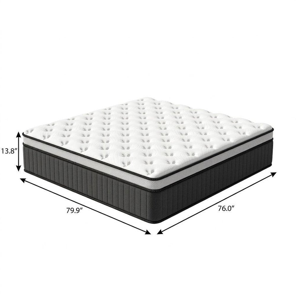 14" Twin Memory Foam Medium Euro Top Hybrid Mattress. Foam, spring and hybrid mattresse isolated on a plain white background, in a white finish.