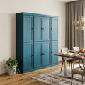 72" Teal Blue Solid Wood 8 Two Drawer Pantry Or Storage Closet
