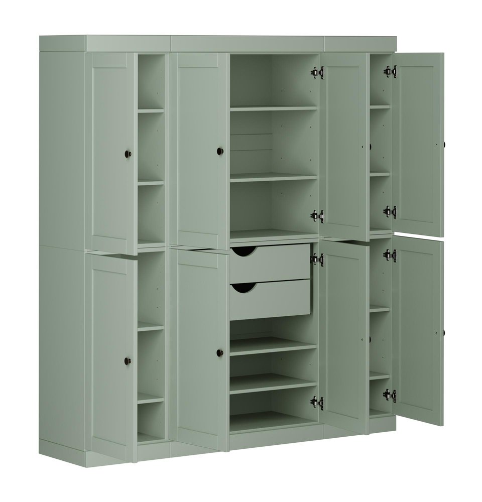 72" Sage Solid Wood 8 Two Drawer Pantry Or Storage Closet