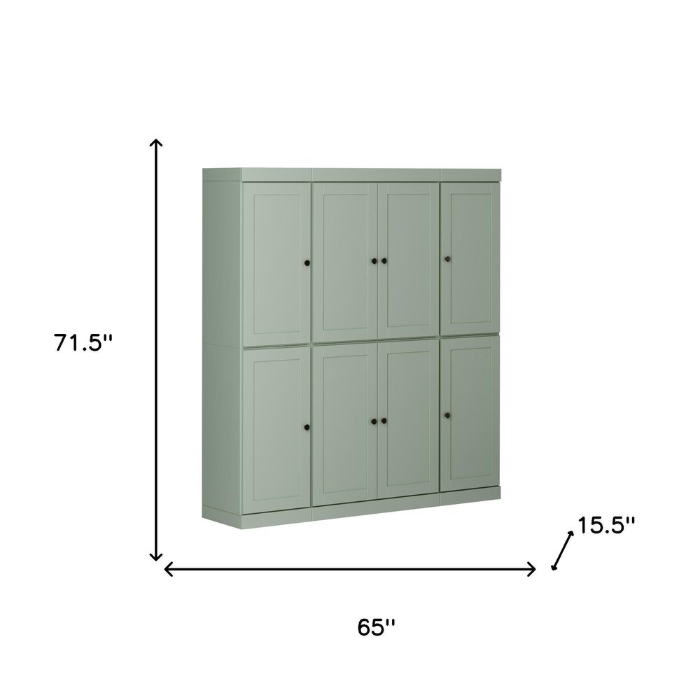 72" Sage Solid Wood 8 Two Drawer Pantry Or Storage Closet