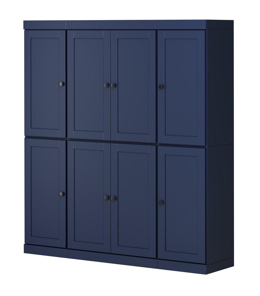72" Navy Blue Solid Wood 8 Two Drawer Pantry Or Storage Closet