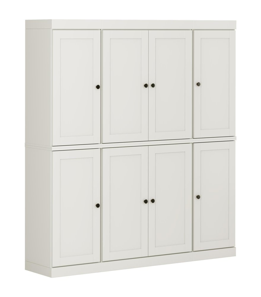 72" Off White Solid Wood 8 Two Drawer Pantry Or Storage Closet