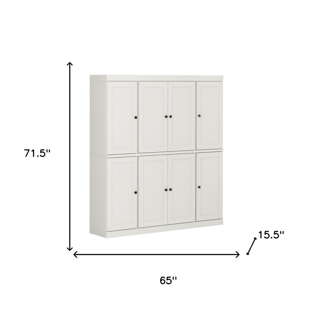 72" Off White Solid Wood 8 Two Drawer Pantry Or Storage Closet