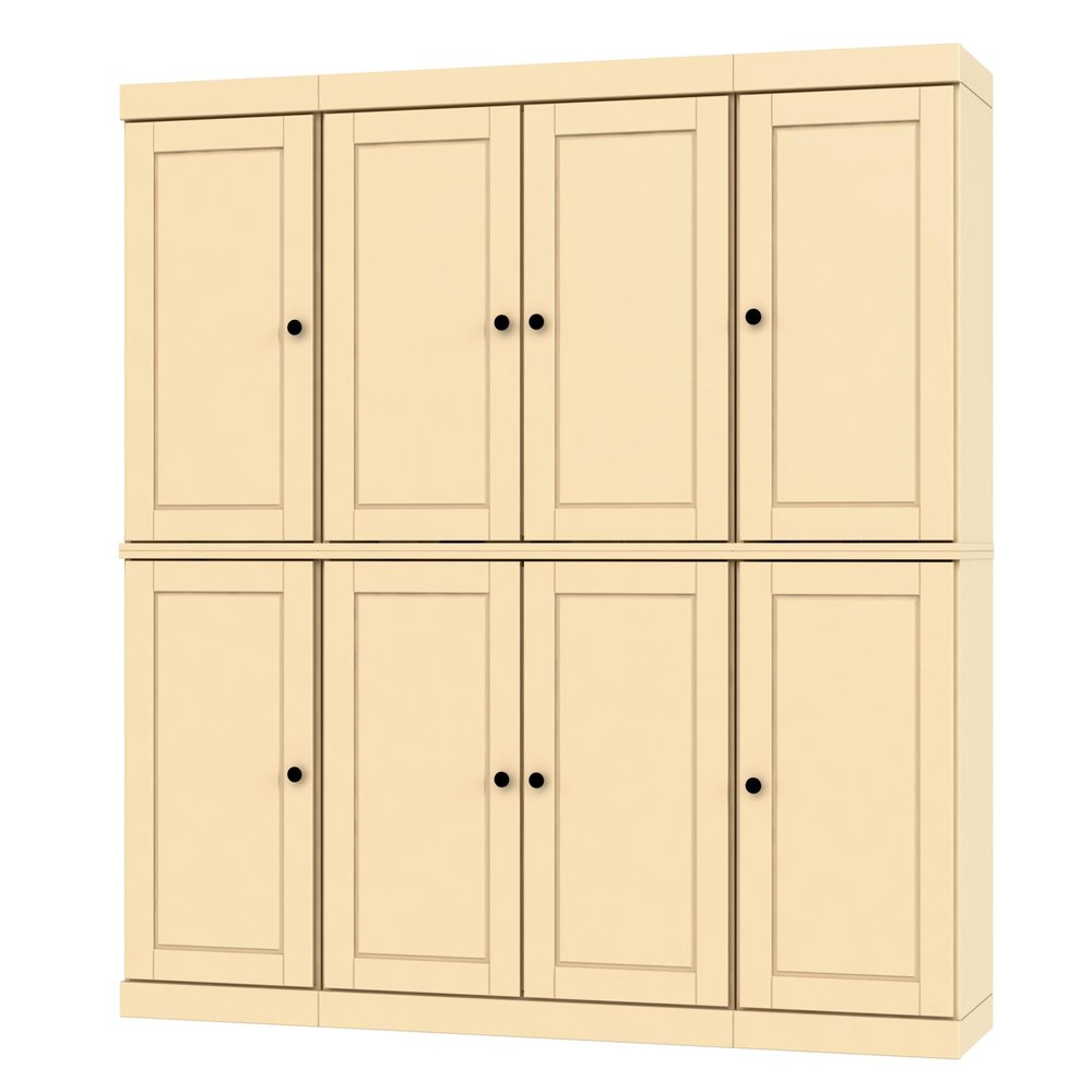 72" Yellow Solid Wood 8 Pantry Or Storage Closet on a white background