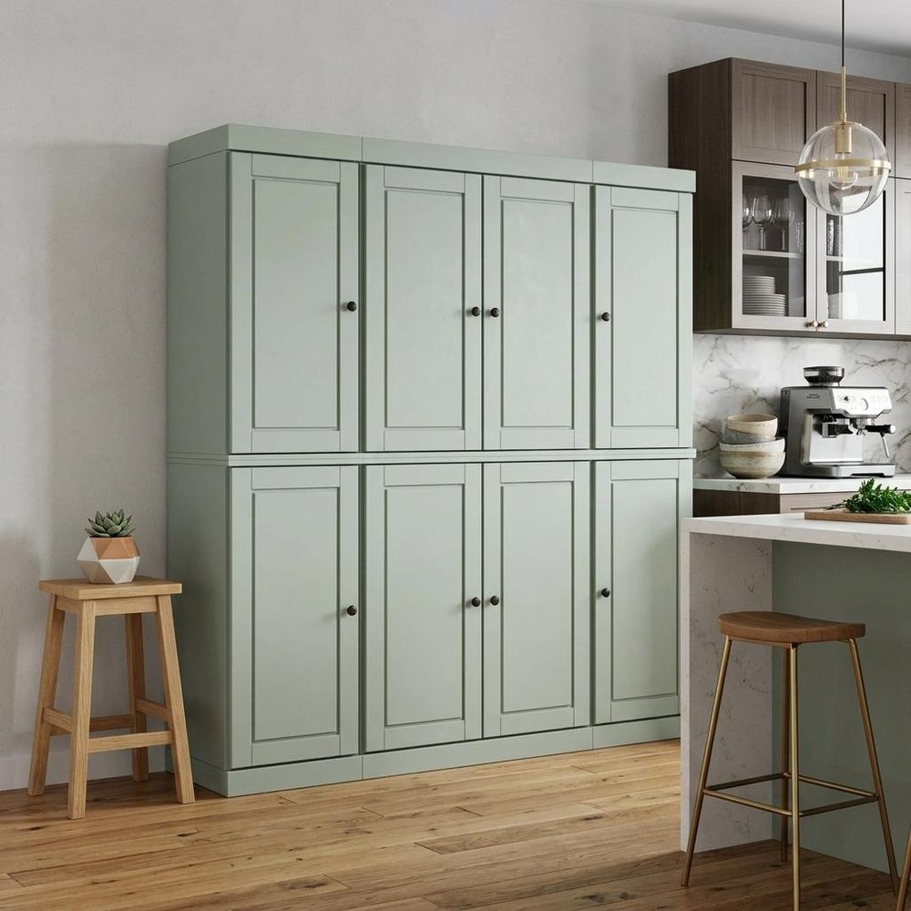 72" Sage Solid Wood 8 Pantry Or Storage Closet