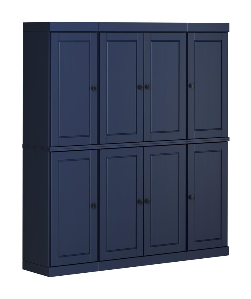 72" Navy Blue Solid Wood 8 Pantry Or Storage Closet
