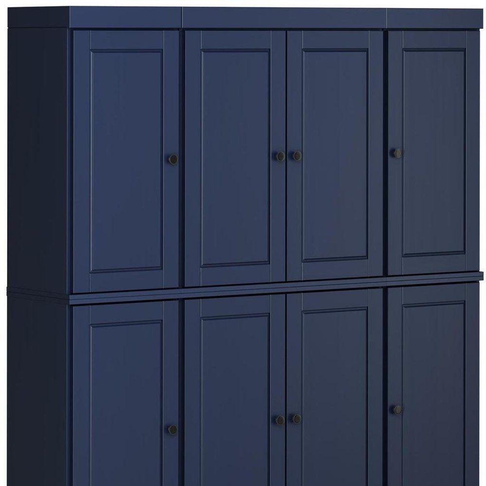 72" Navy Blue Solid Wood 8 Pantry Or Storage Closet