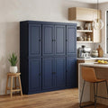 72" Navy Blue Solid Wood 8 Pantry Or Storage Closet
