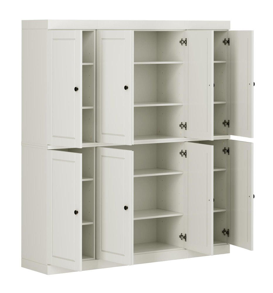 72" Off White Solid Wood 8 Pantry Or Storage Closet