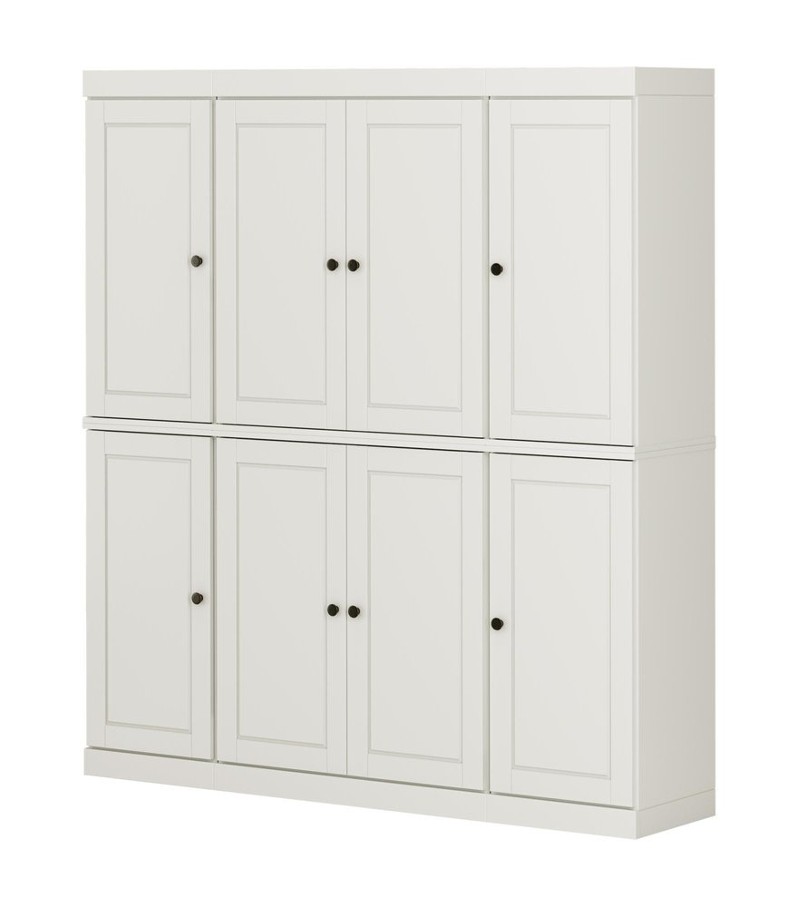 72" Off White Solid Wood 8 Pantry Or Storage Closet