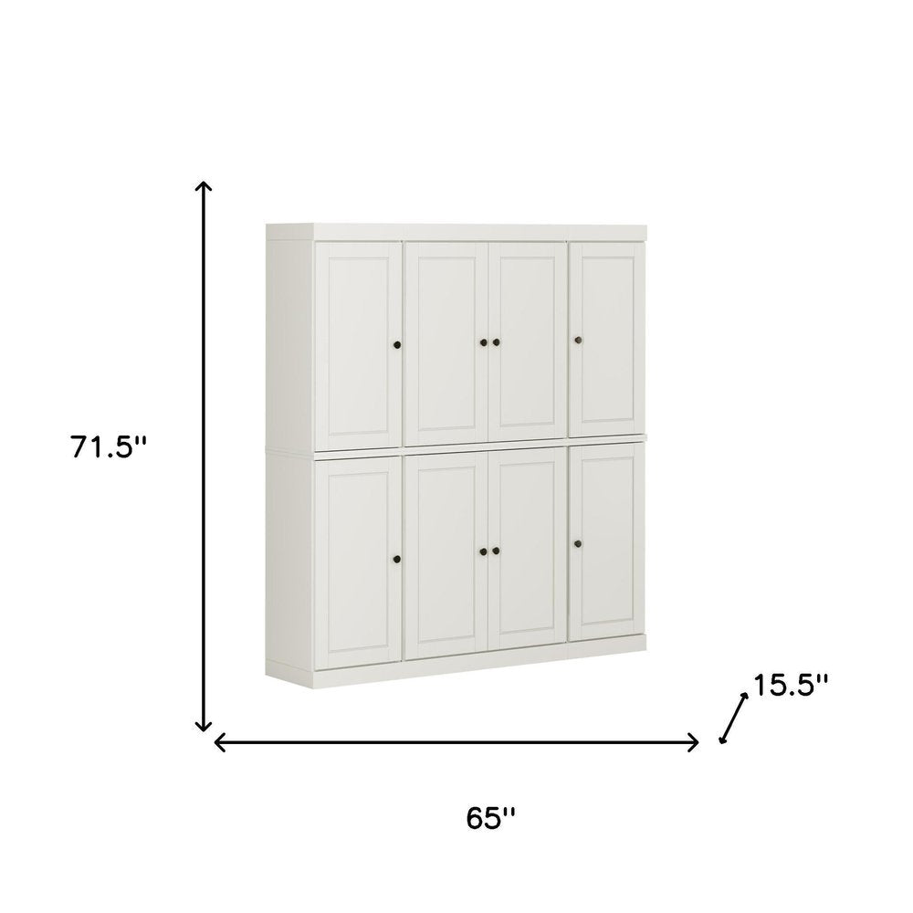 72" Off White Solid Wood 8 Pantry Or Storage Closet