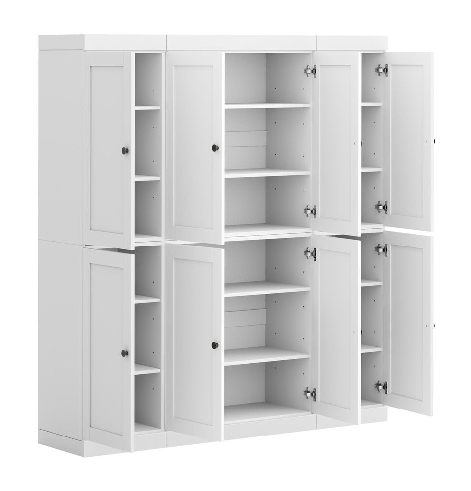 72" White Solid Wood 8 Pantry Or Storage Closet