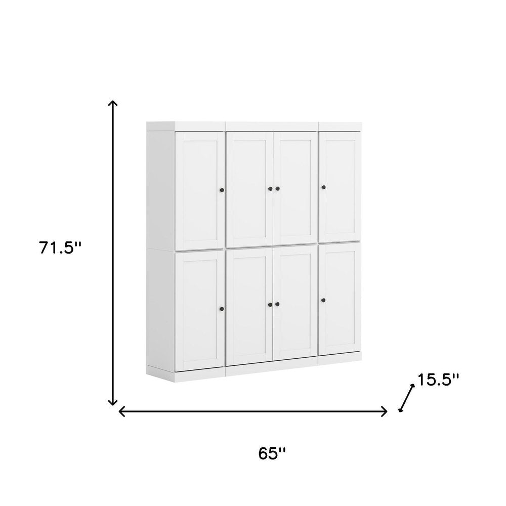 72" White Solid Wood 8 Pantry Or Storage Closet