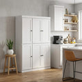 72" White Solid Wood 8 Pantry Or Storage Closet