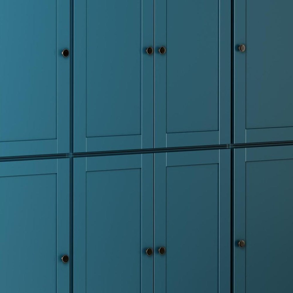 72" Teal Blue Solid Wood 8 Pantry Or Storage Closet