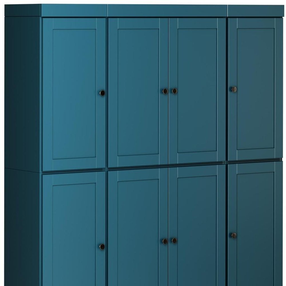 72" Teal Blue Solid Wood 8 Pantry Or Storage Closet