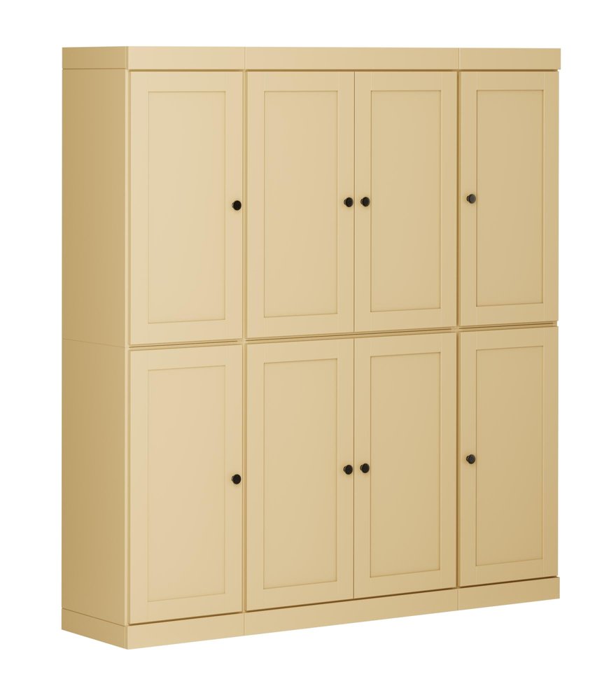 72" Yellow Solid Wood 8 Pantry Or Storage Closet
