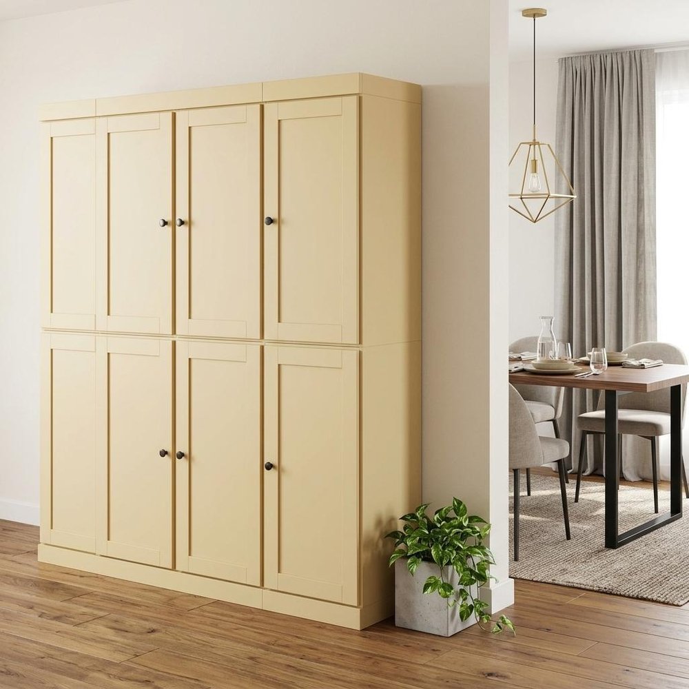 72" Yellow Solid Wood 8 Pantry Or Storage Closet in a home interior