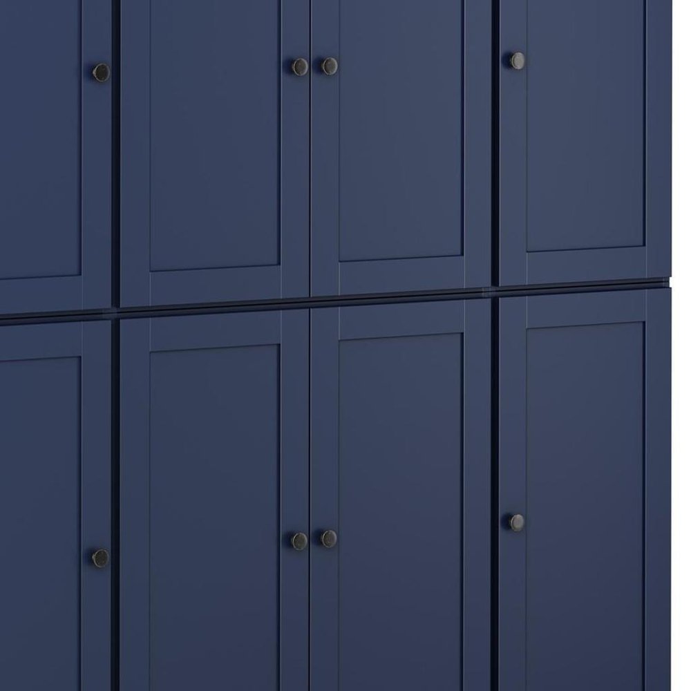 72" Navy Blue Solid Wood 8 Pantry Or Storage Closet