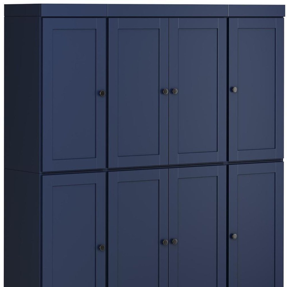 72" Navy Blue Solid Wood 8 Pantry Or Storage Closet