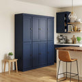 72" Navy Blue Solid Wood 8 Pantry Or Storage Closet