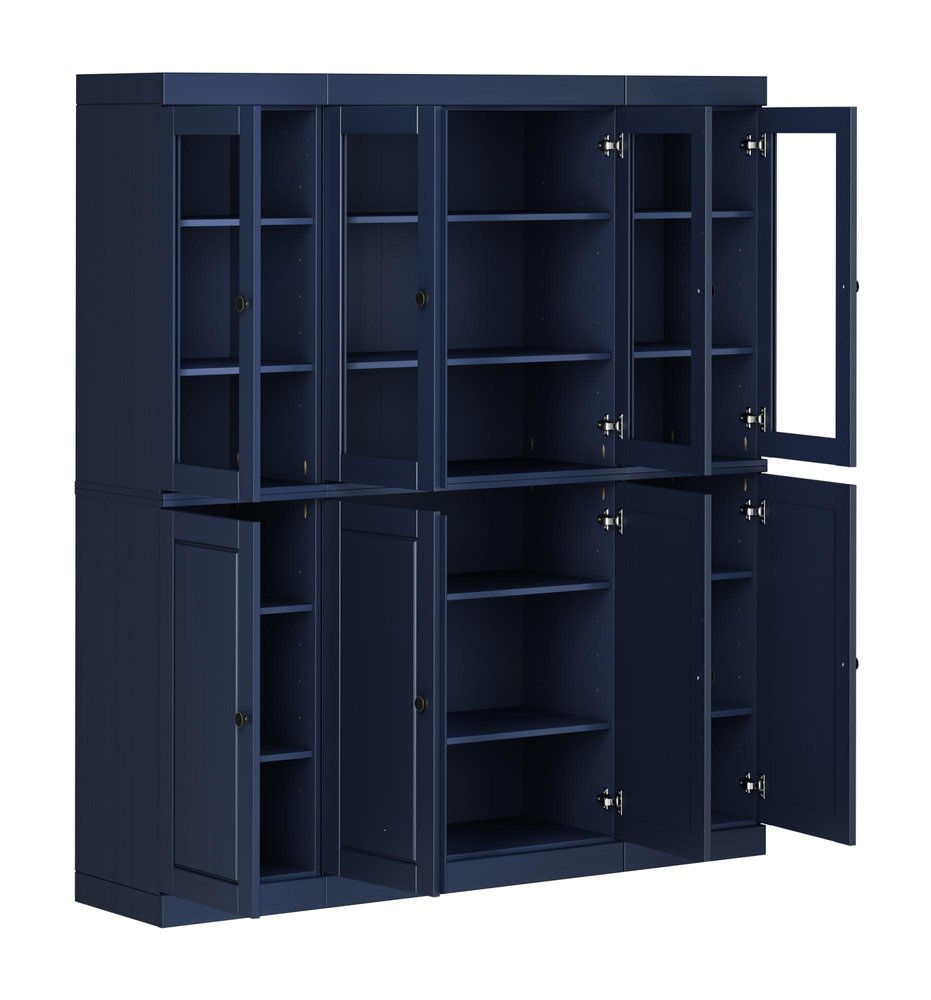 72" Navy Blue Solid Wood 8 Pantry Or Storage Closet