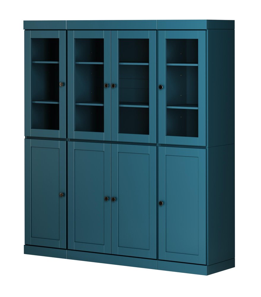 72" Teal Blue Solid Wood 8 Pantry Or Storage Closet