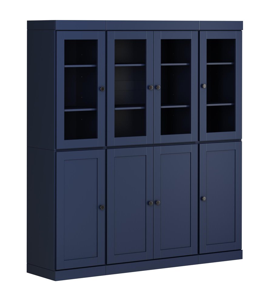 72" Navy Blue Solid Wood 8 Pantry Or Storage Closet