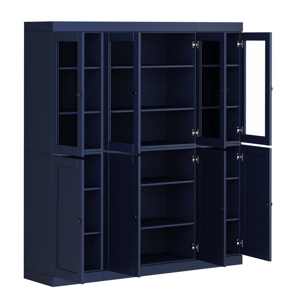 72" Navy Blue Solid Wood 8 Pantry Or Storage Closet