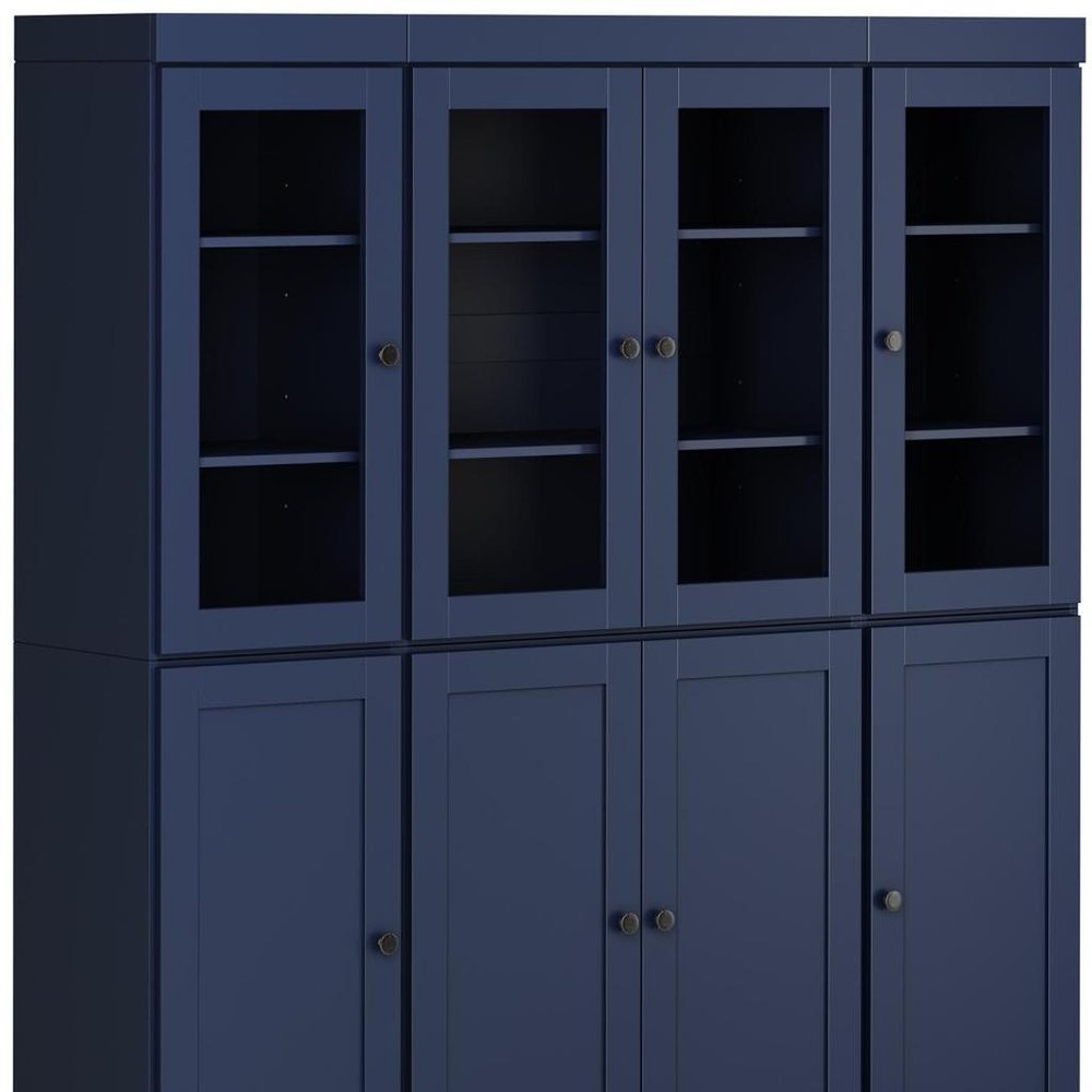 72" Navy Blue Solid Wood 8 Pantry Or Storage Closet