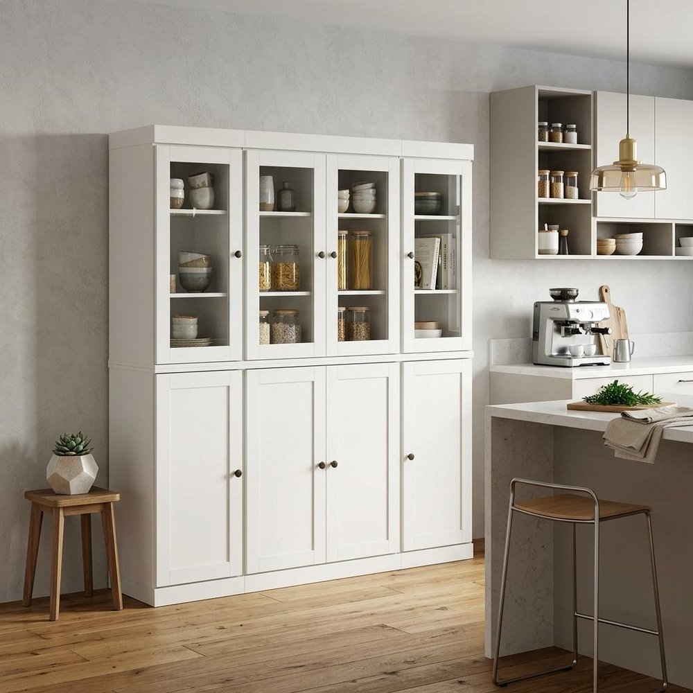 72" Off White Solid Wood 8 Pantry Or Storage Closet