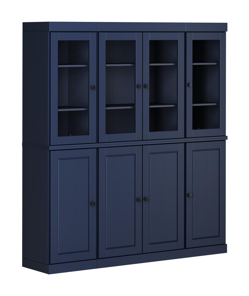 72" Navy Blue Solid Wood 8 Two Drawer Pantry Or Storage Closet