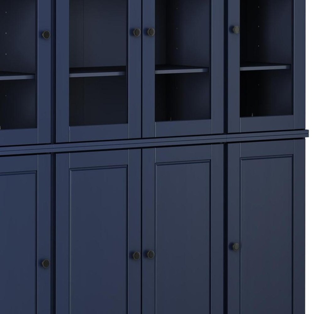 72" Navy Blue Solid Wood 8 Two Drawer Pantry Or Storage Closet