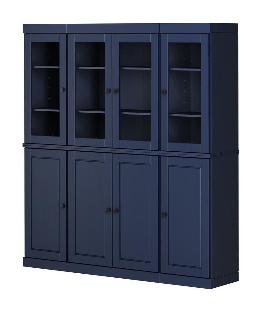 72" Navy Blue Solid Wood 8 Two Drawer Pantry Or Storage Closet