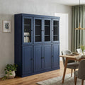72" Navy Blue Solid Wood 8 Two Drawer Pantry Or Storage Closet