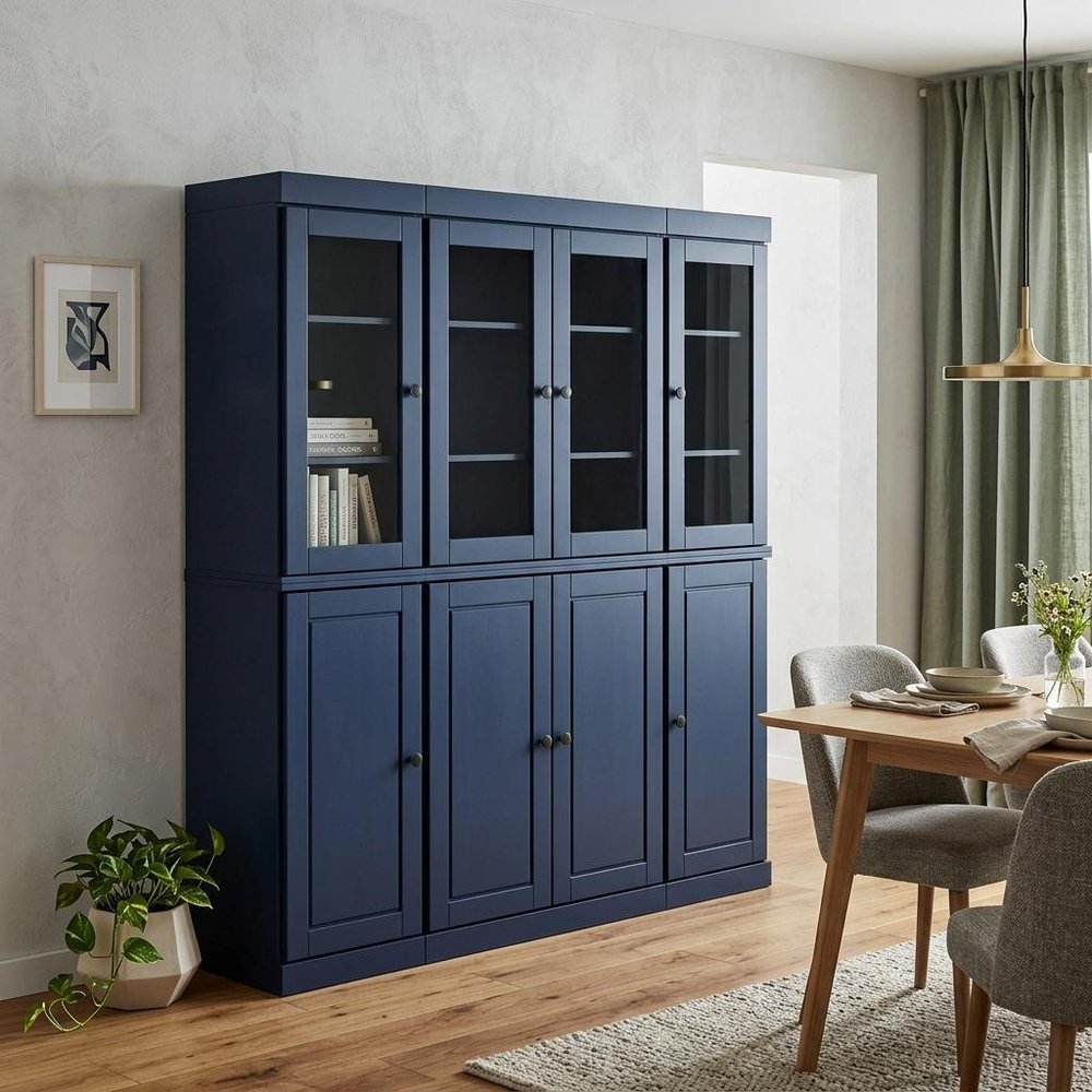 72" Navy Blue Solid Wood 8 Two Drawer Pantry Or Storage Closet