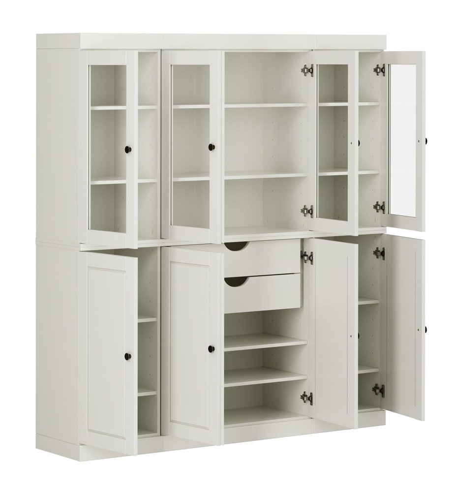 72" Off White Solid Wood 8 Two Drawer Pantry Or Storage Closet